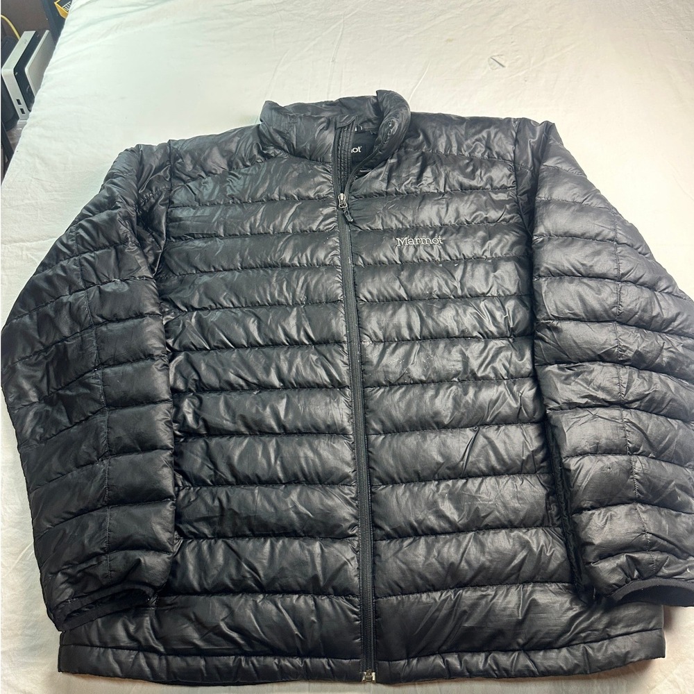 Marmot 700 Fill Down Puffer Jacket Black Mens XXL Unisex Full Zip Outdoor